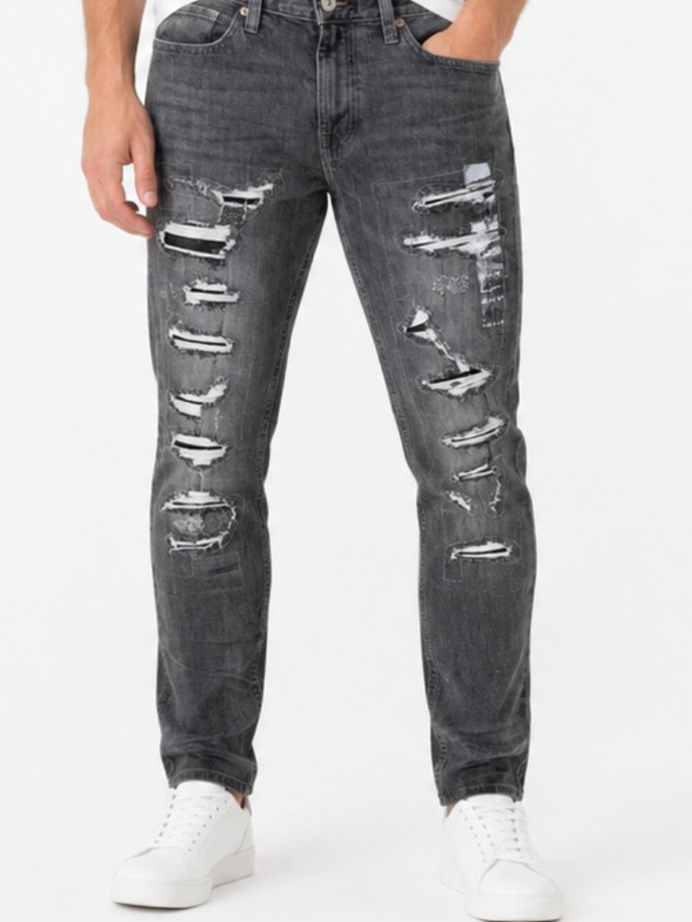 Pacsun Jeans Mens 36x32 Distressed Gray Denim Skinny Pants Los Angeles NEW